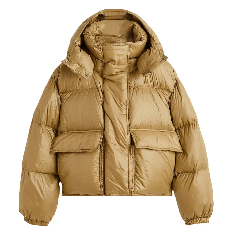 

Пуховик H&M Hooded, желто-бежевый
