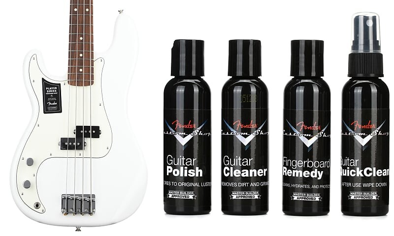 

Fender Player Precision Bass для левшей — полярно-белый с накладкой на гриф Pau Ferro в комплекте с Fender Custom Shop Deluxe Guitar Care System — 4 шт. в упаковке 0149823515=1 0990539000=1