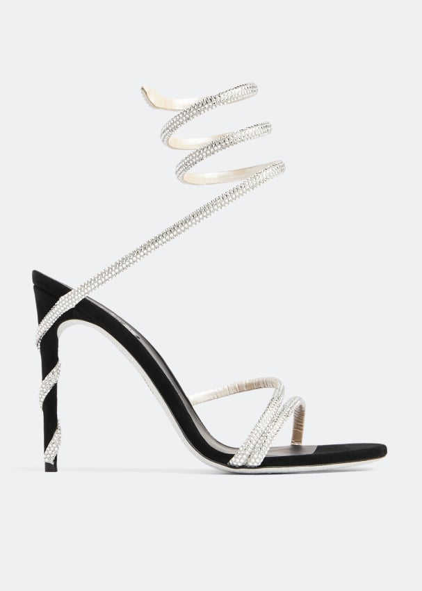 Сандалии RENÉ CAOVILLA Suede crystal-embellished sandals, черный