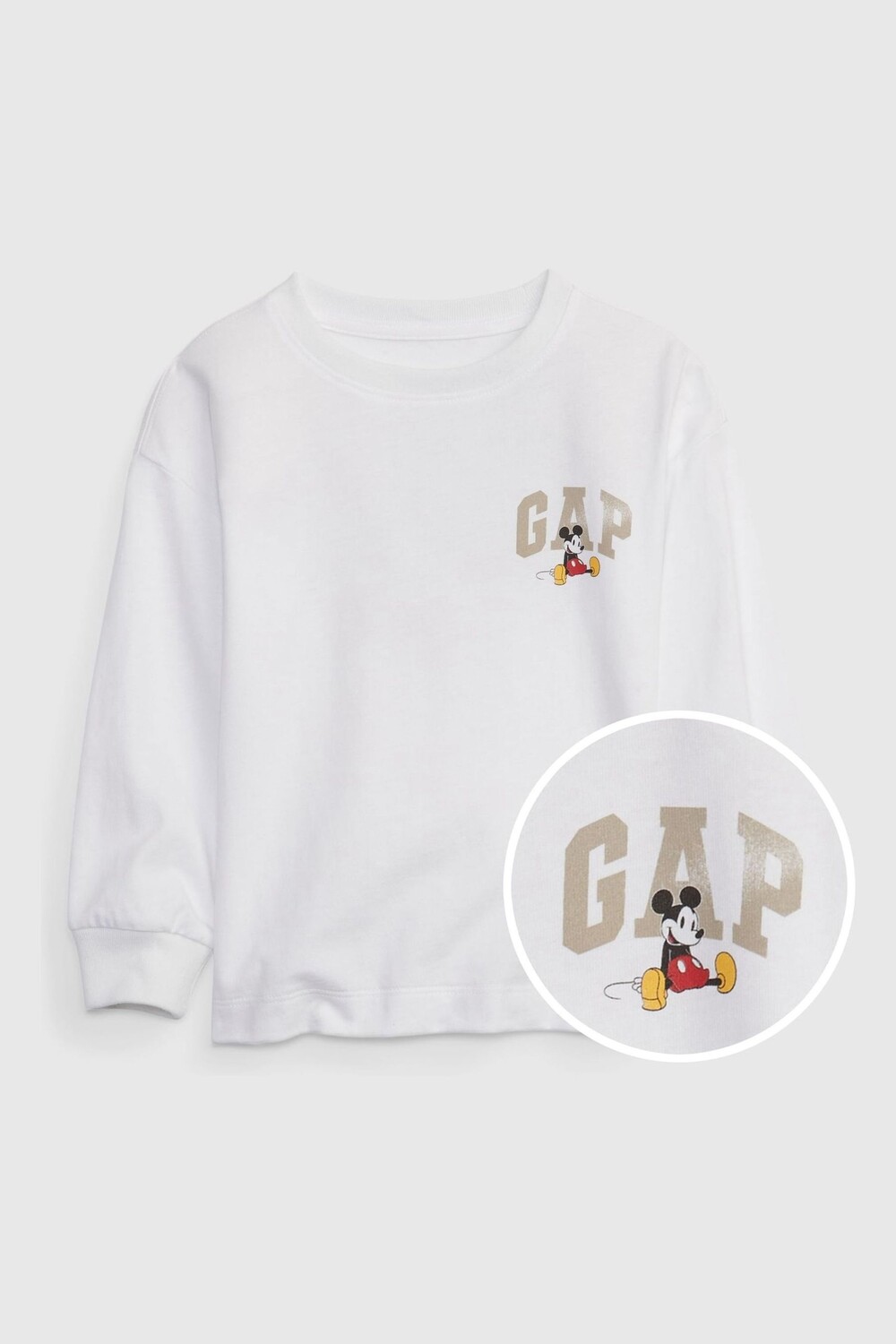 

Футболка с длинными рукавами и графическим принтом Disney Mickey Mouse Gap, белый
