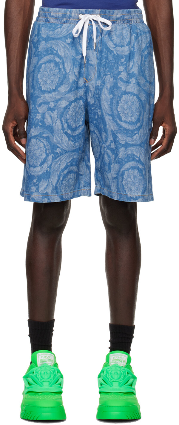 

Синие джинсовые шорты Barocco Versace