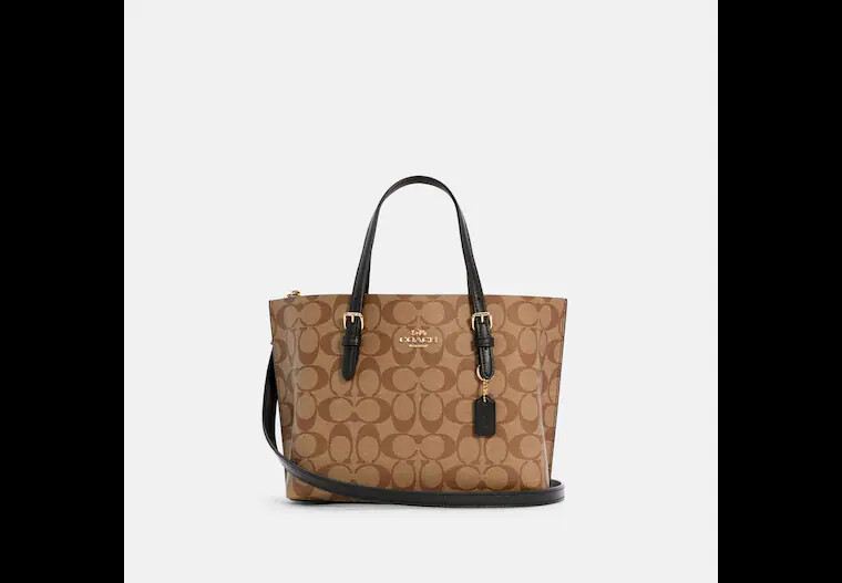 

Сумка Coach Mollie Tote 25 In Signature Canvas, хаки/чёрный