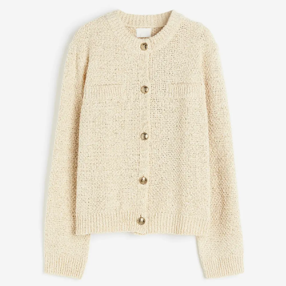 

Кардиган H&M Glittery Textured-knit, светло-бежевый