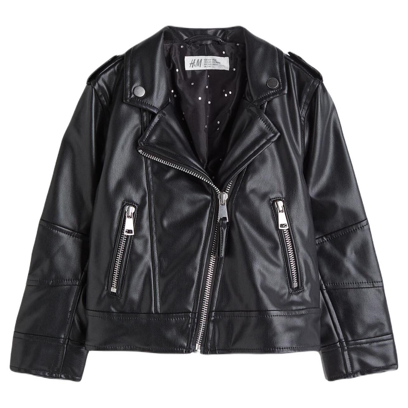 Кожаная куртка H&amp;M Biker, черный