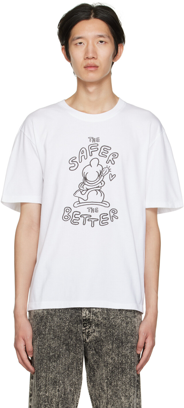 

Белая футболка Camille Potte Edition 'The Safer The Better' Carne Bollente