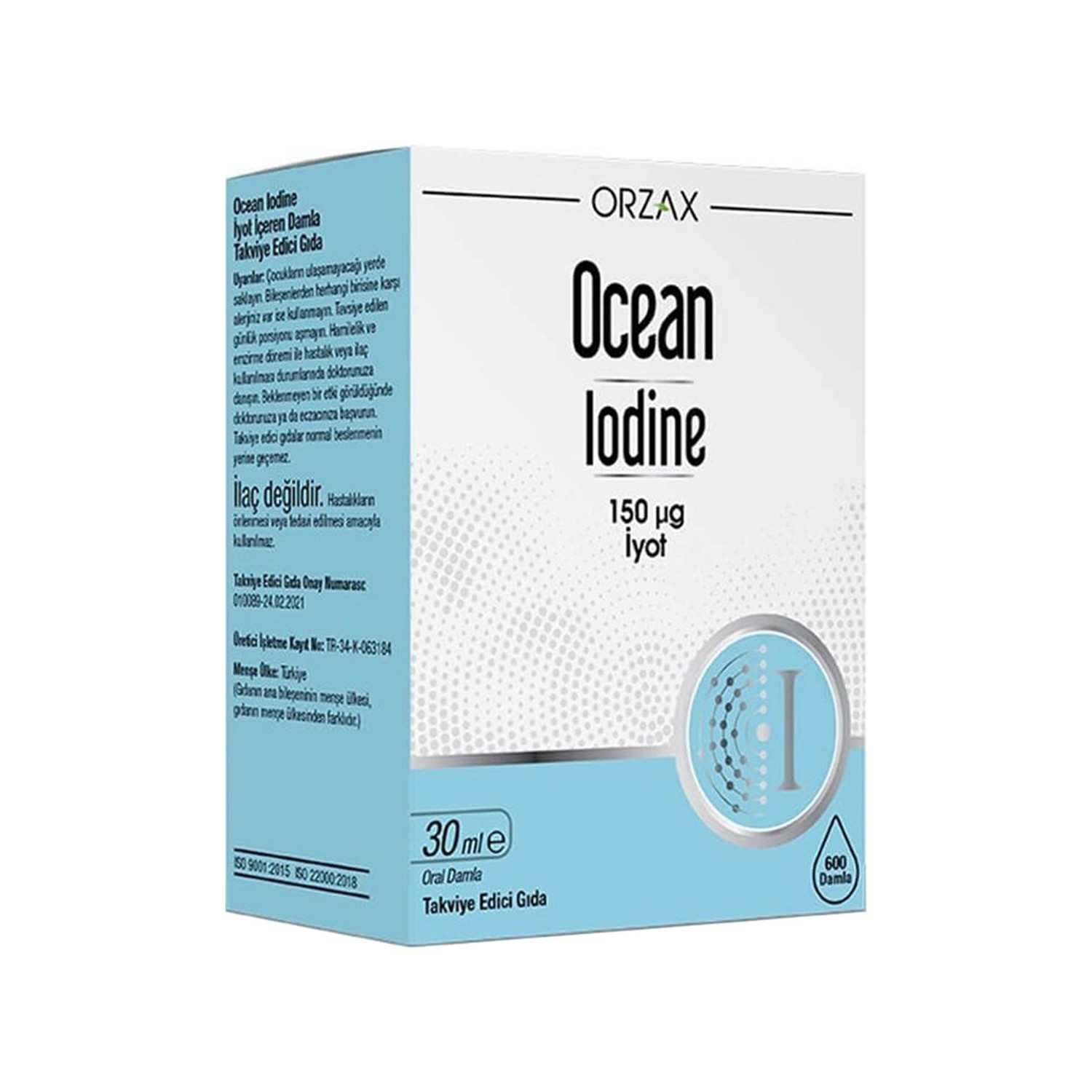 Пищевая добавка Ocean Orzax Iodine 150 мкг, 30 мл