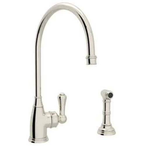 цена Смеситель для кухни Rohl U4702 Perrin and Rowe с металлической рукояткой, polished nickel