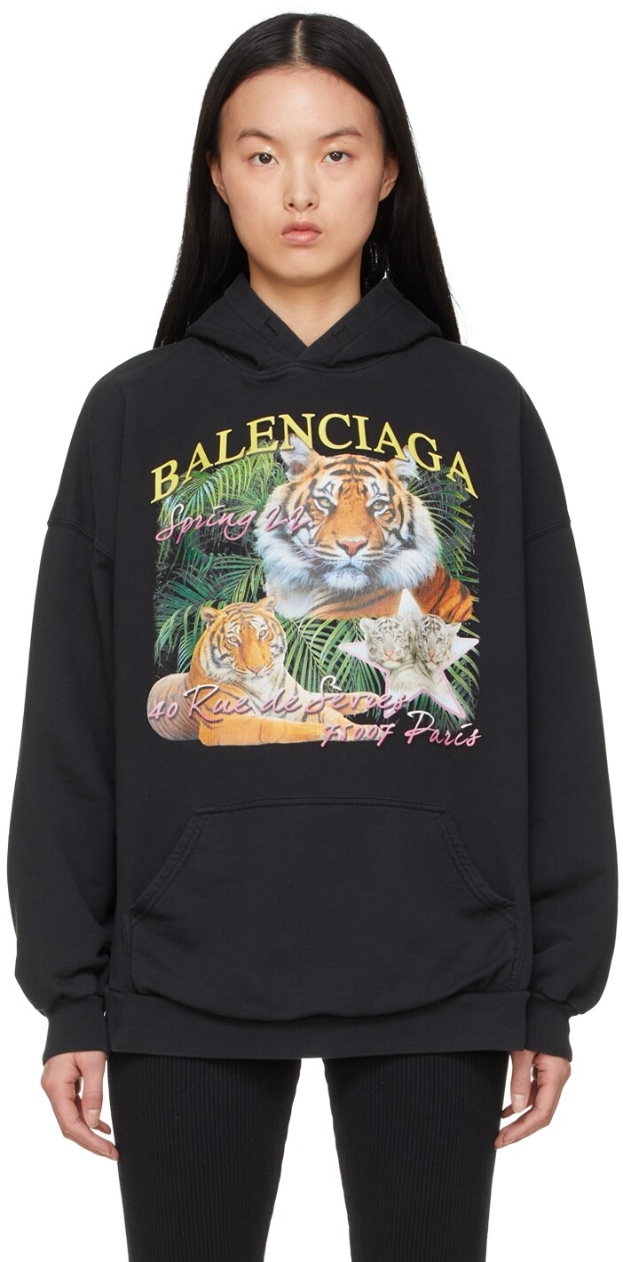 

Черная толстовка с капюшоном «Год Тигра» Balenciaga, Черный