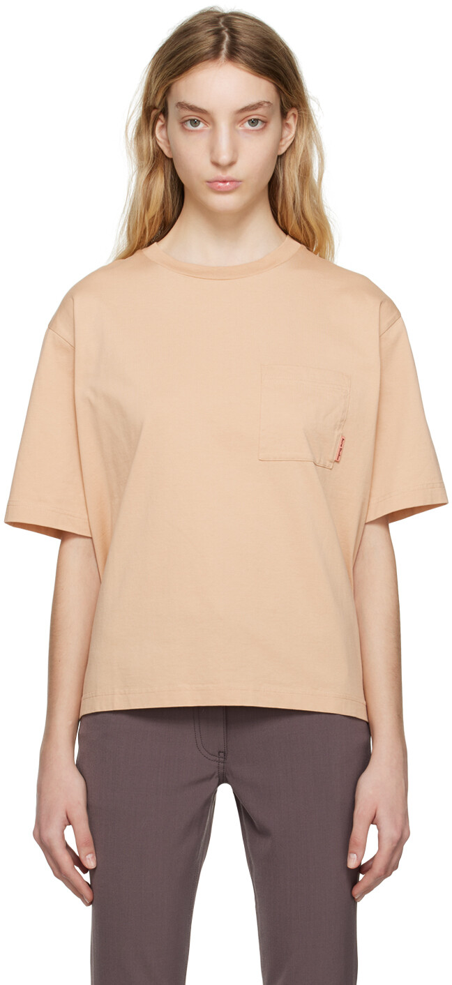 

Бежевая футболка с круглым вырезом Acne Studios, Бежевый