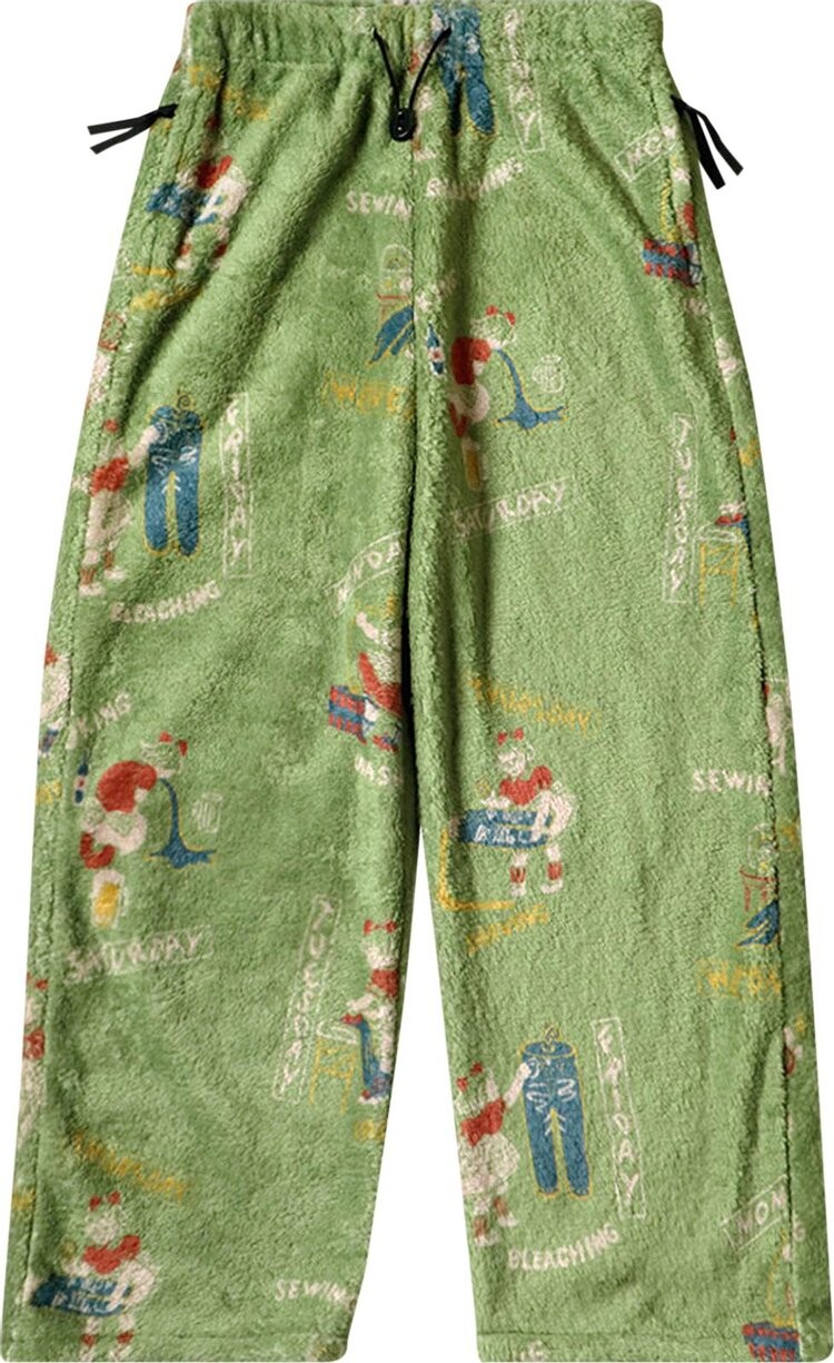 

Брюки Kapital Kountry Calendar Fleece Easy Straight Pants 'Light Green', зеленый
