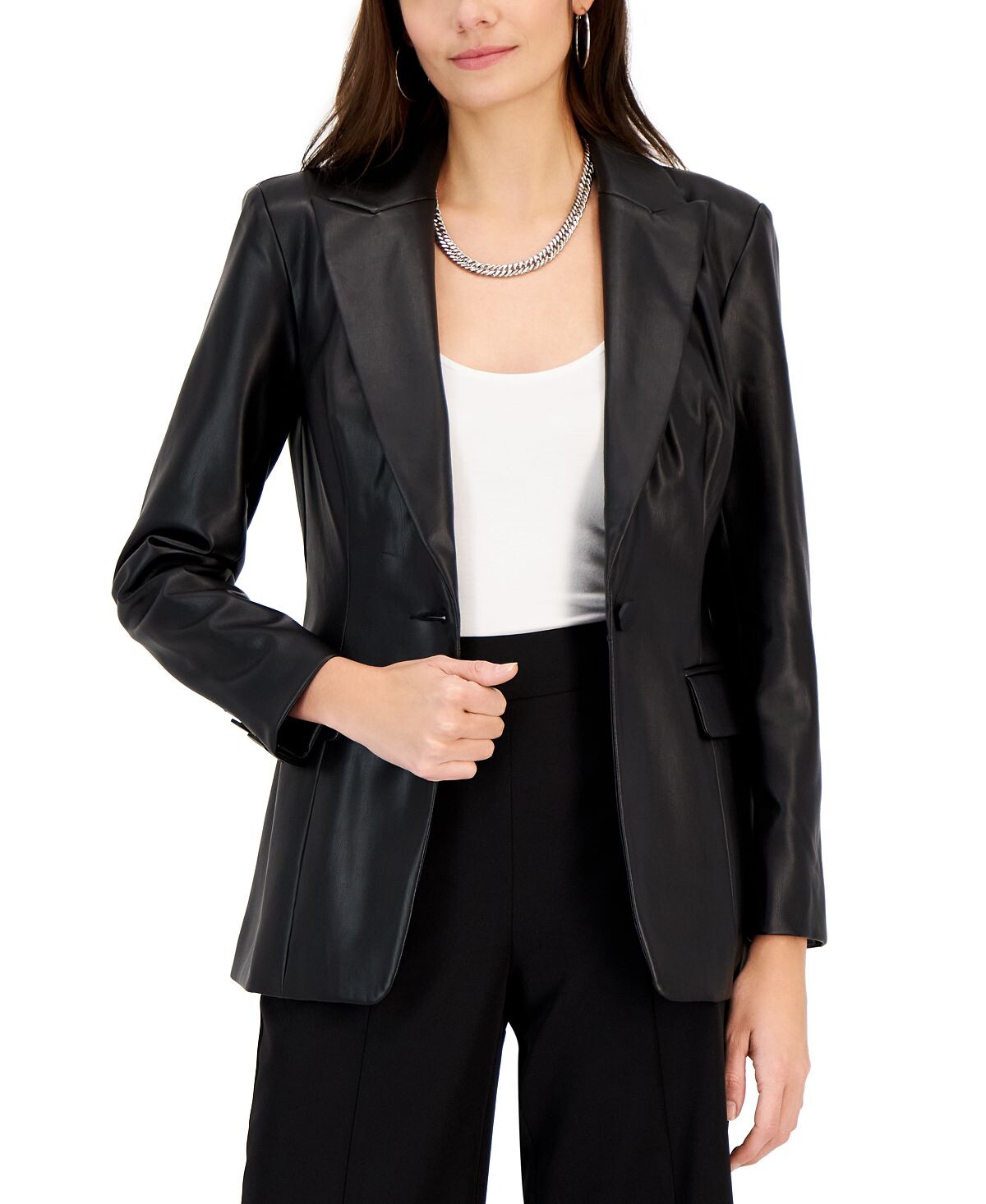 

Женский однобортный пиджак из искусственной кожи, созданный для macy's INC International Concepts, мульти
