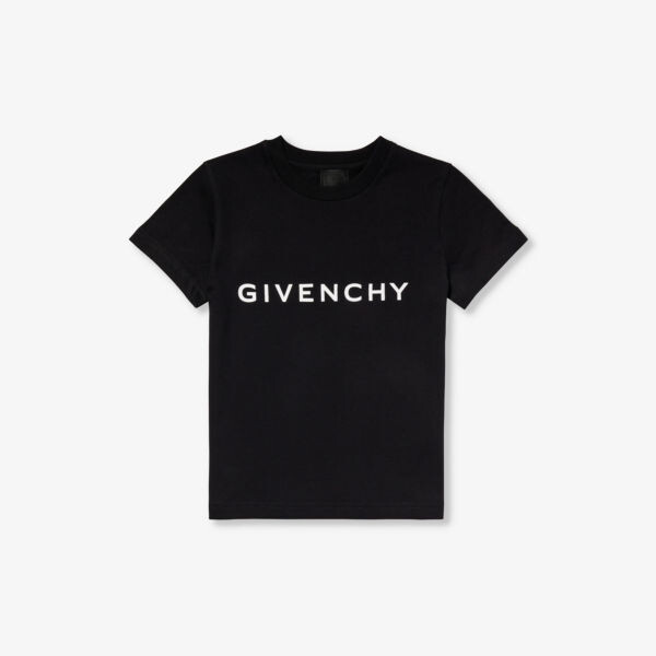 

Футболка из хлопкового трикотажа с логотипом и короткими рукавами 4–12 лет Givenchy, черный