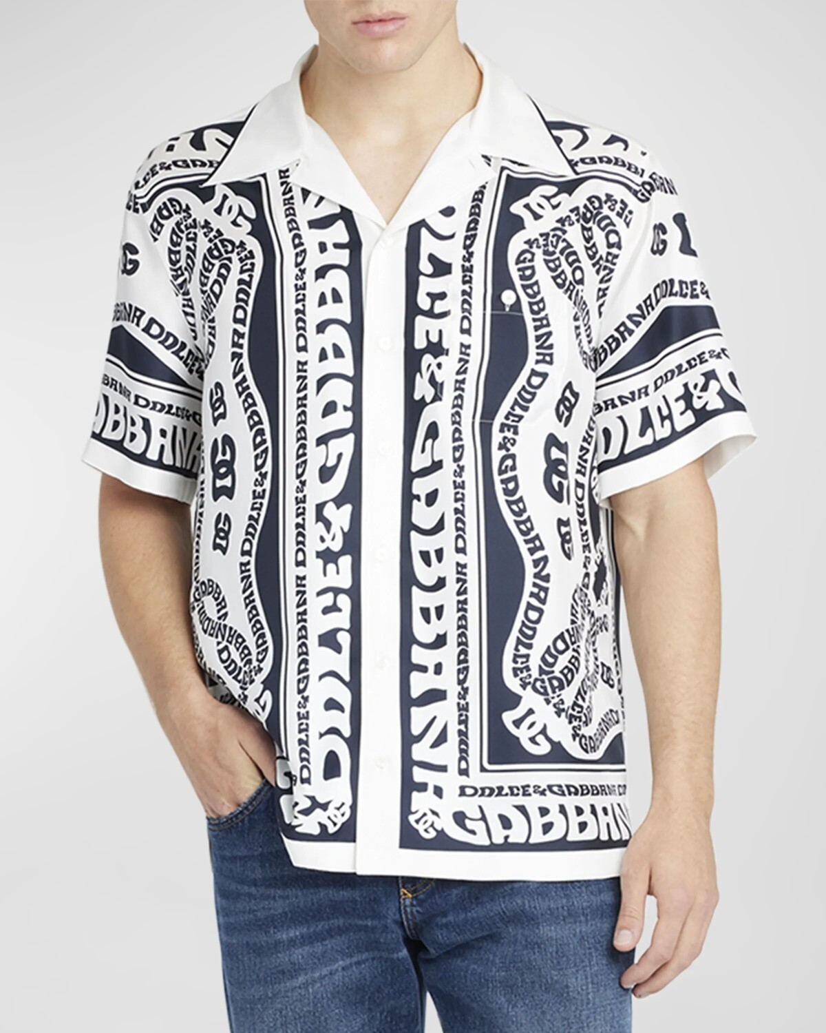 

Мужская рубашка DG Nautical Ropes Camp Dolce&Gabbana, цвет Open Blue