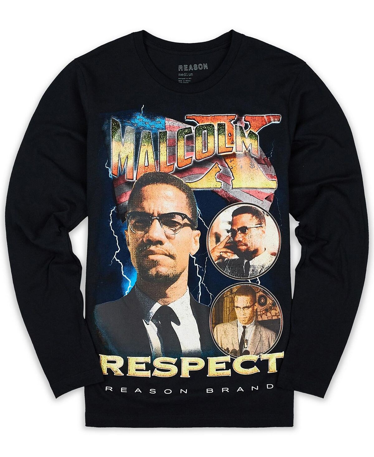 

Мужская футболка с длинными рукавами Malcolm X Respect Reason