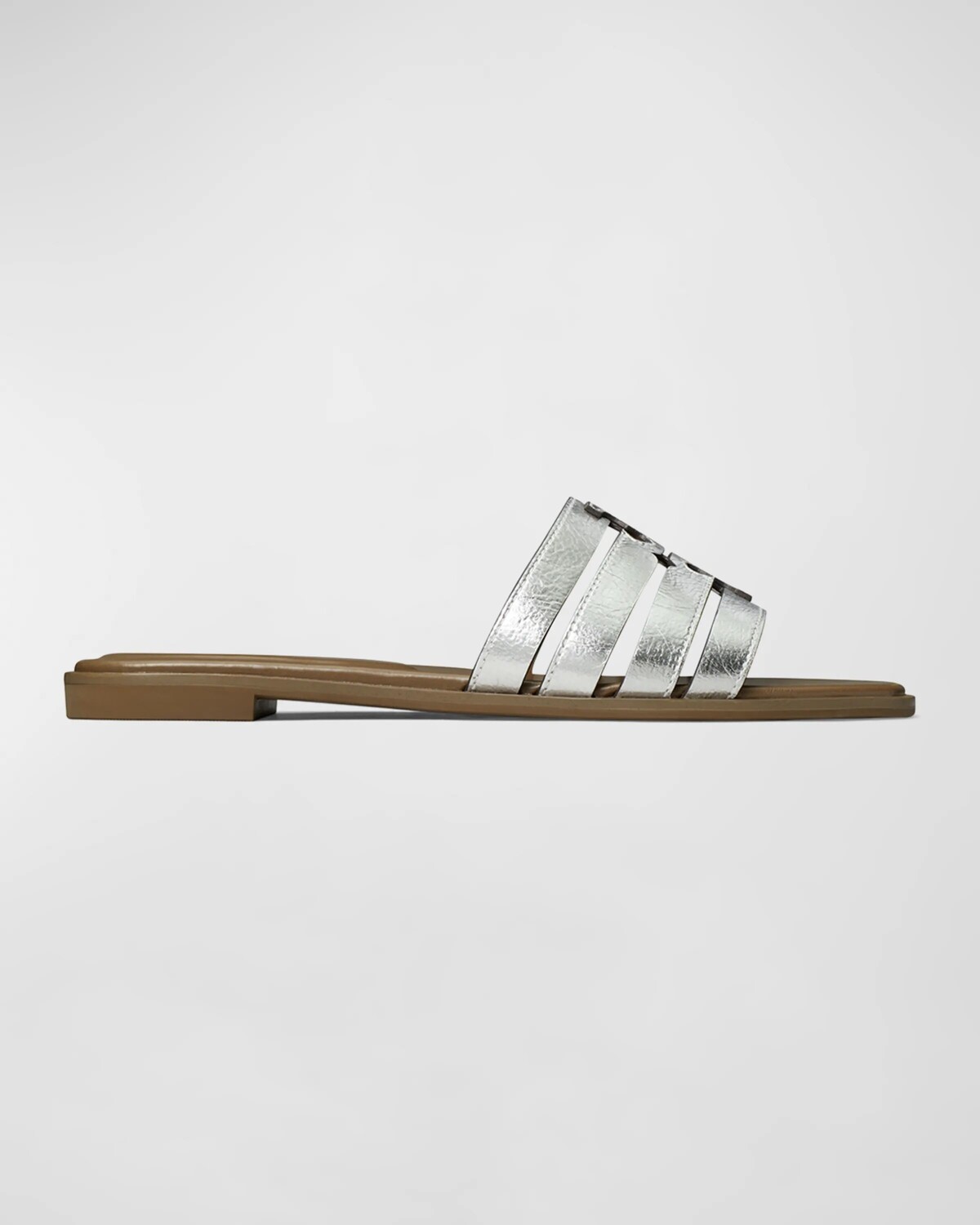 

Сандалии Ines Cage Tory Burch, цвет Silver / Wild Mushroom