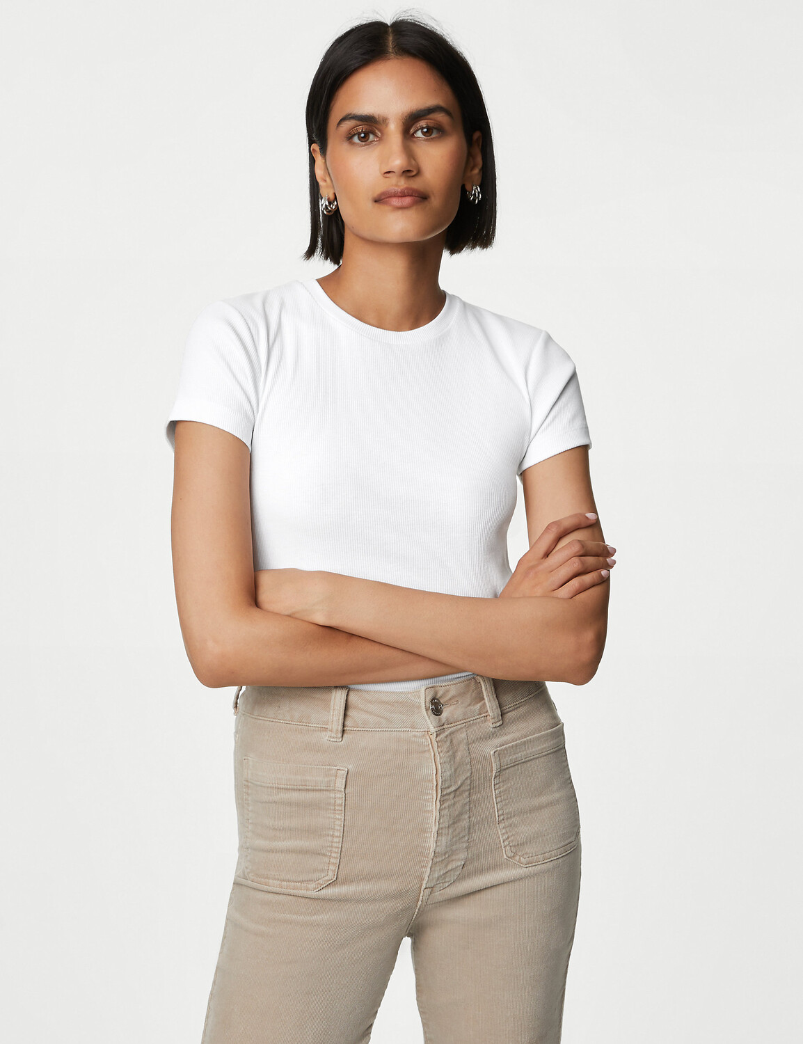 

Хлопковая футболка узкого кроя Marks & Spencer