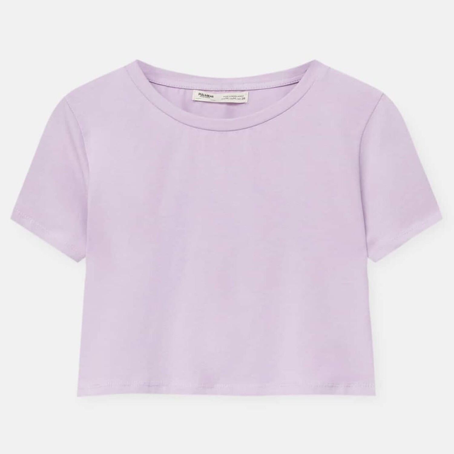 

Футболка Pull&Bear укороченная с короткими рукавами, сиреневый, Фиолетовый