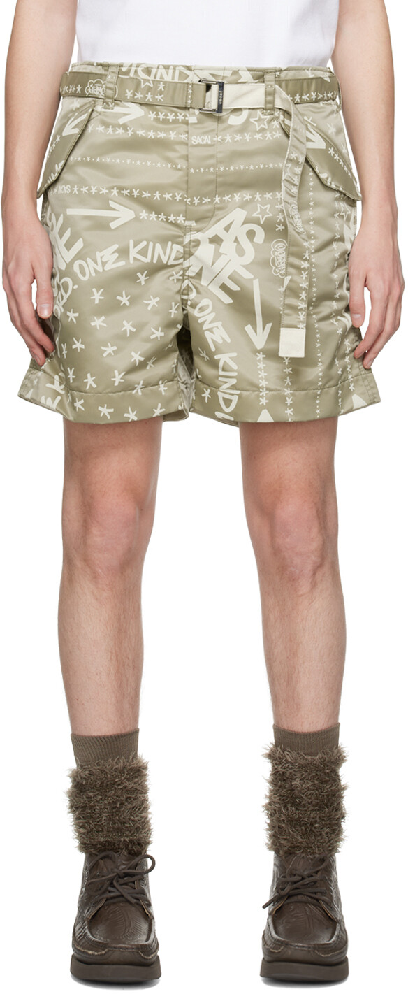 

Шорты цвета хаки Eric Haze Edition с банданой и принтом sacai
