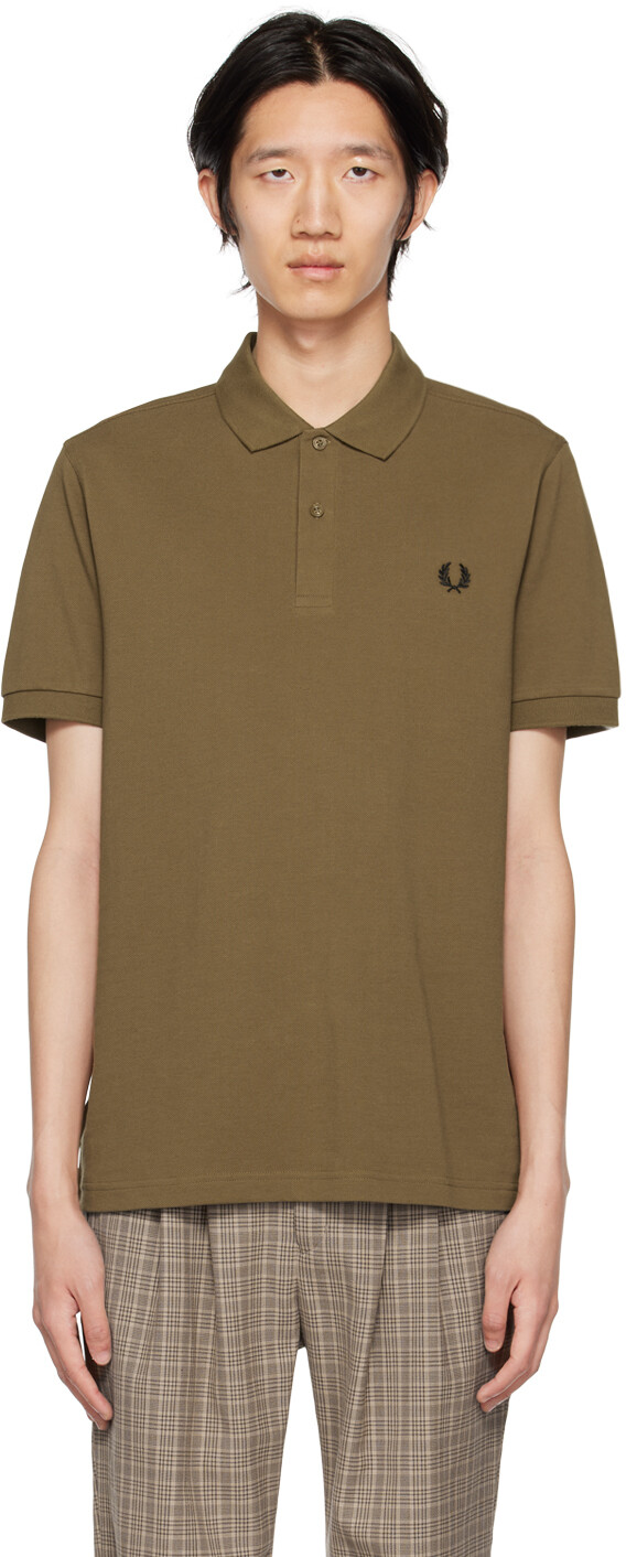 

Коричневая футболка-поло с вышивкой Fred Perry, Коричневый