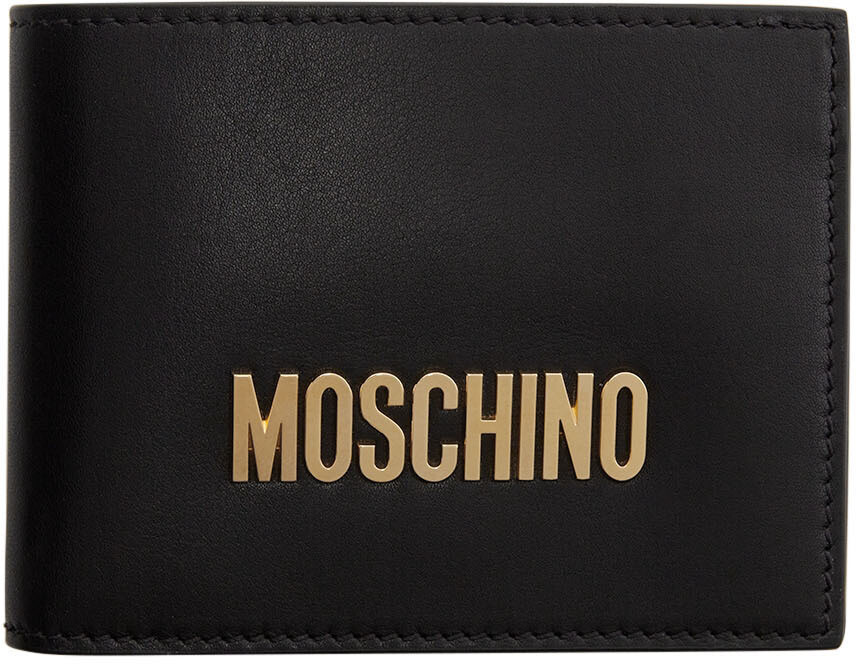 

Черный металлический кошелек с логотипом Moschino