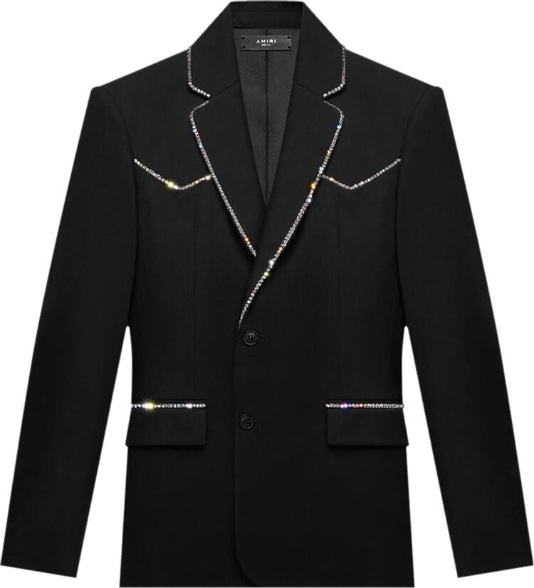 

Куртка Amiri Crystal Trim Single Breast Jacket 'Black', черный