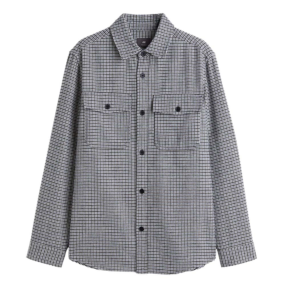 Рубашка H&M Plaid Twill, серый клетчатый свитер h
