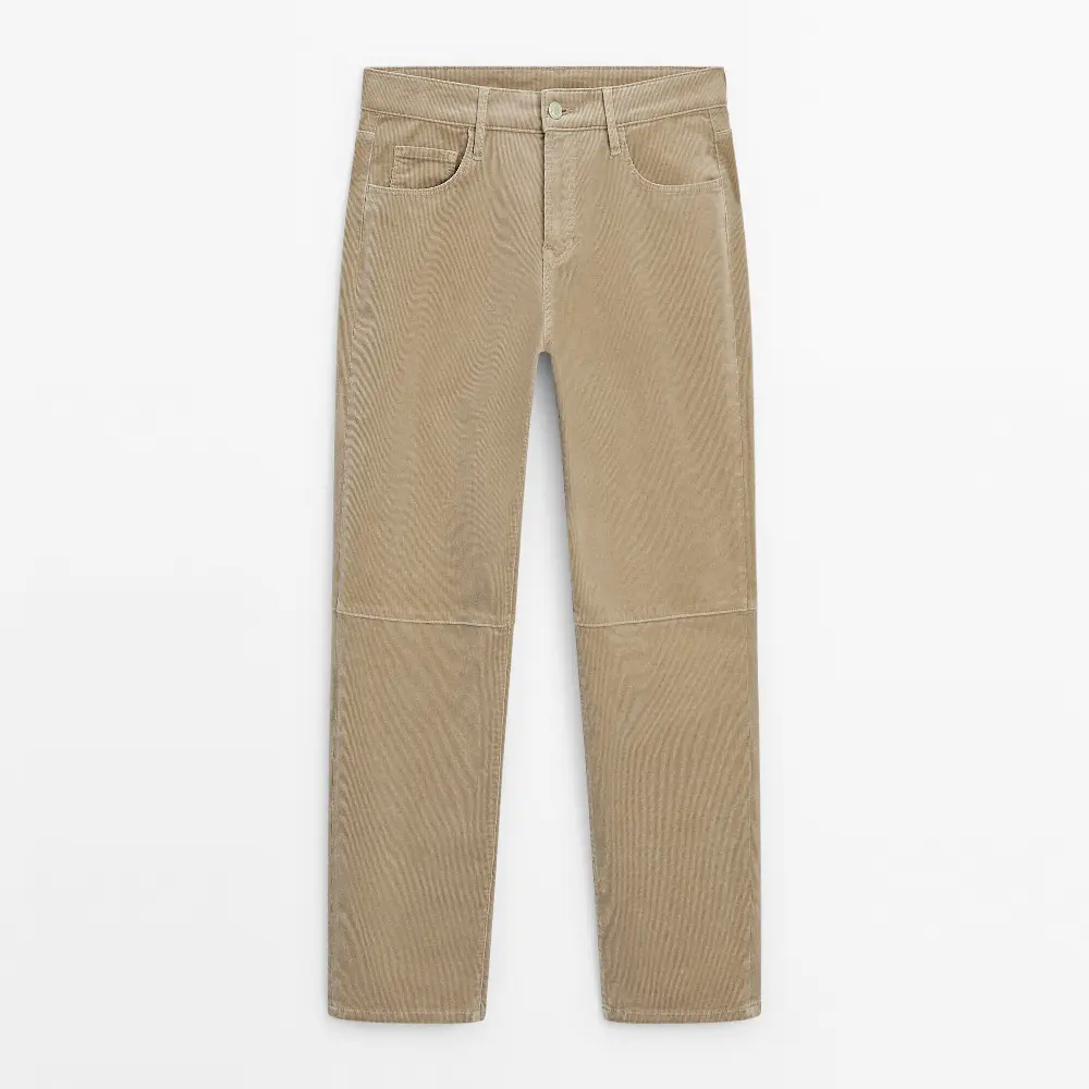 

Брюки Massimo Dutti Slim Fit Needlecord With Seam Detail, бежевый