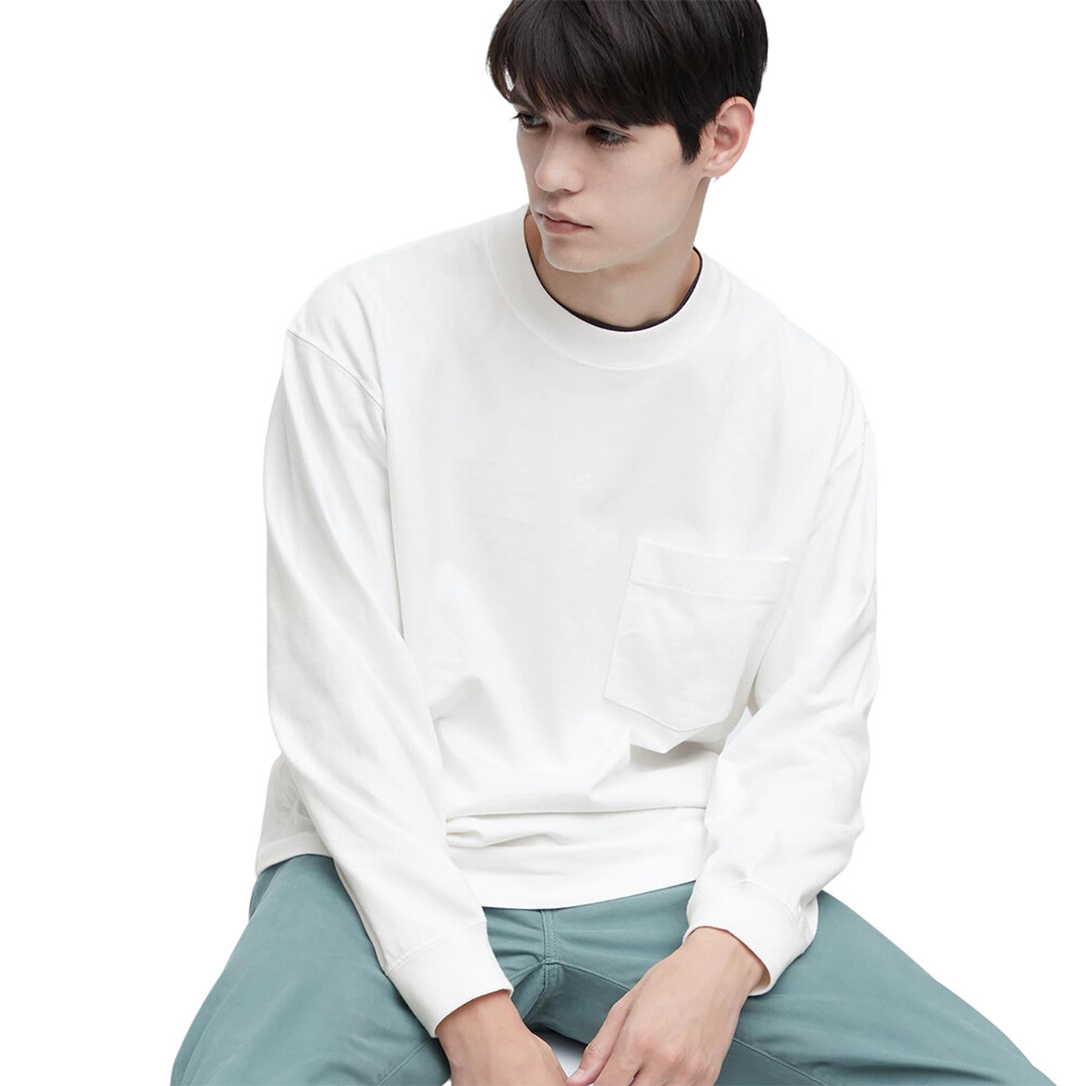 

Лонгслив Uniqlo Washed Cotton Crew Neck, белый