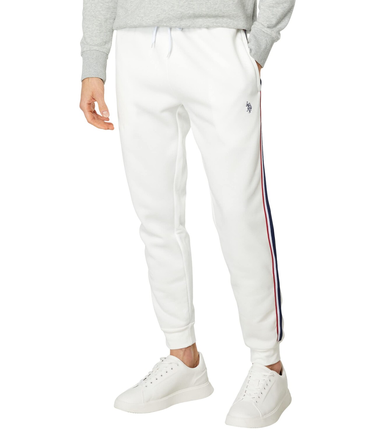 

Брюки с высокой посадкой U.S. POLO ASSN., Stripe Tape Fleece Joggers, Белый