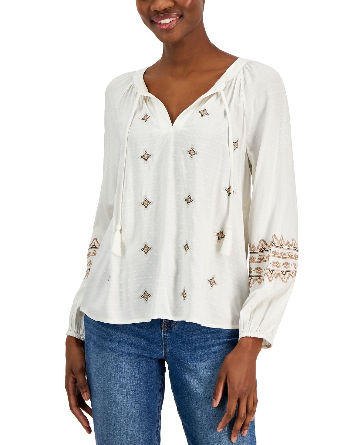 

Миниатюрный топ в крестьянском стиле с вышивкой, созданный для macy's Style & Co