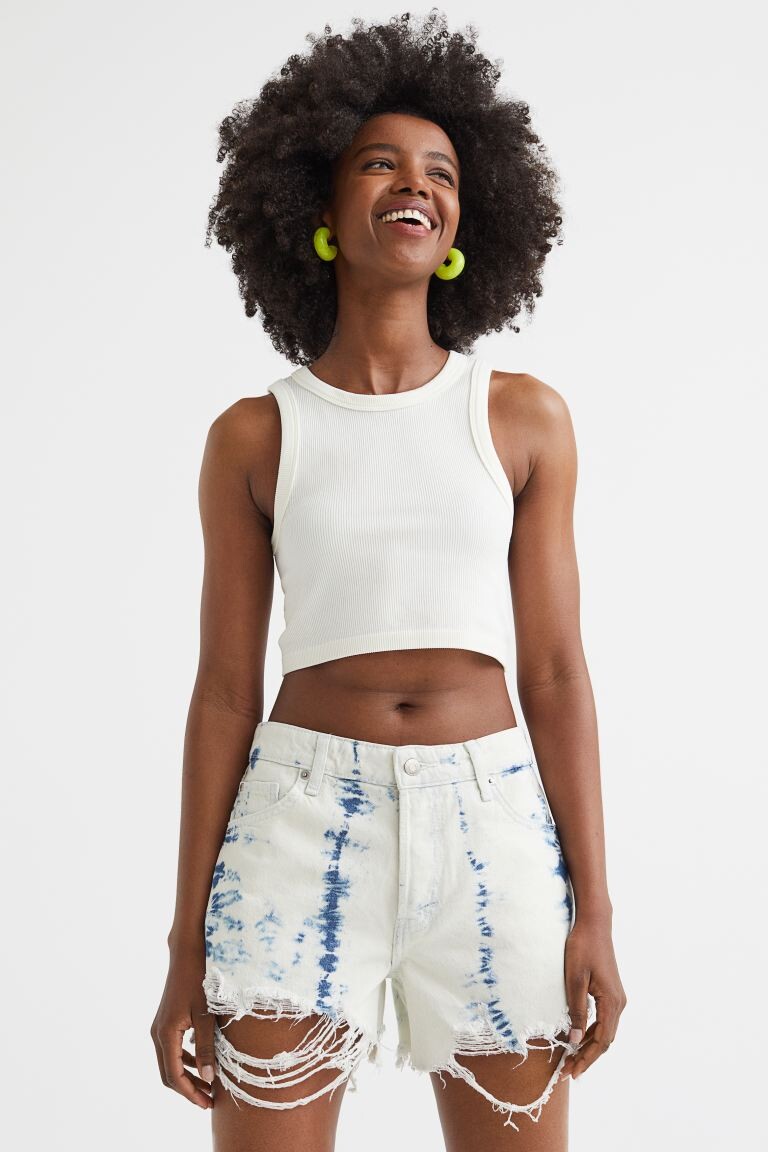 

Джинсовые шорты Boyfriend Low в стиле 90-х H&M, светло-голубой деним/узор