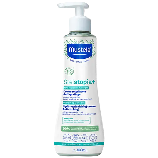 Mustela Stelatopia+ крем для восполнения липидов, 300 мл mustela stelatopia skin barrier renewal расслабляющий крем 150 мл