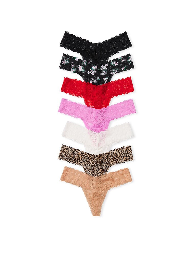 

Набор трусов Victoria's Secret The Lacie, 7 шт, черный/красный/розовый/белый/коричневый