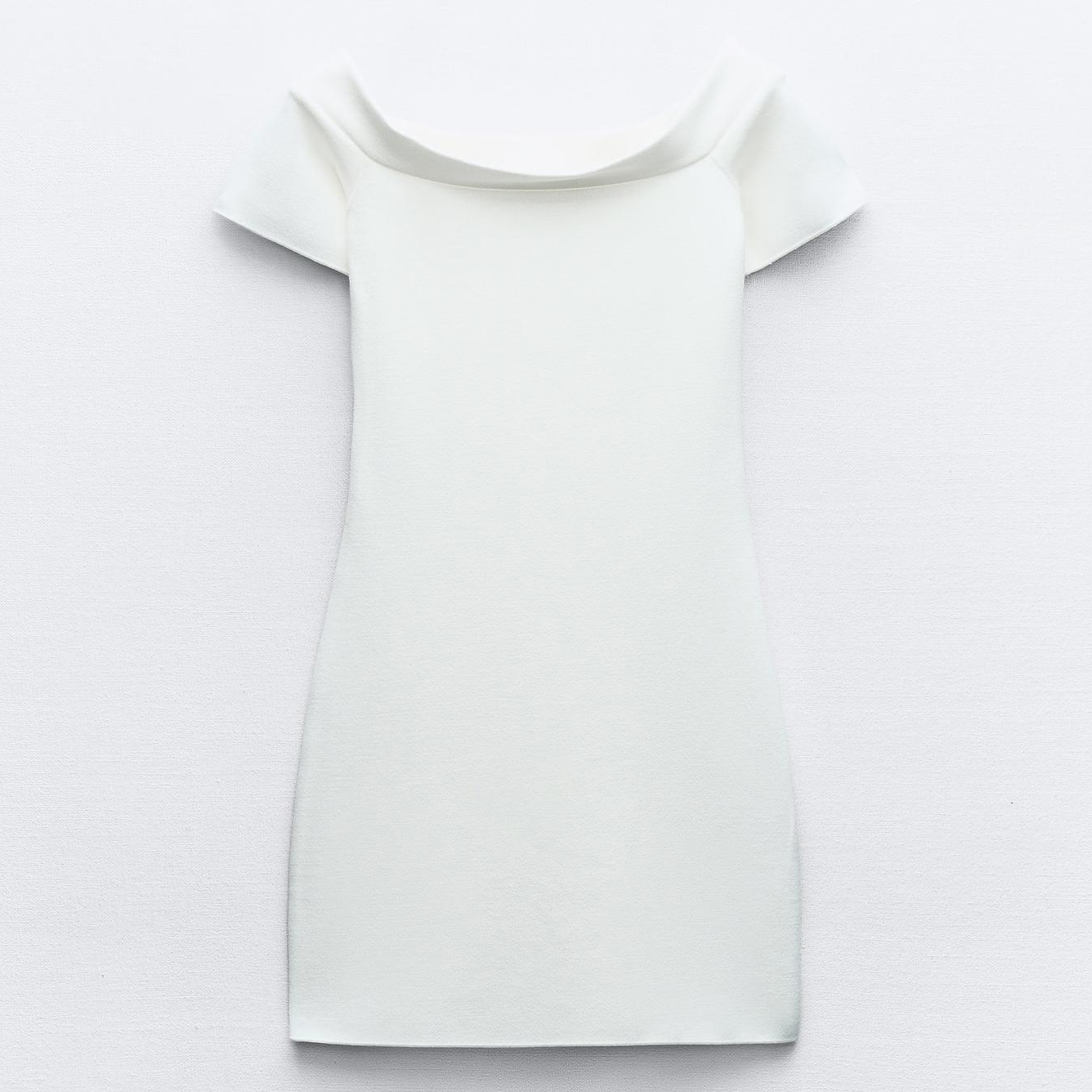 Платье Zara Short Stretch Knit, белый