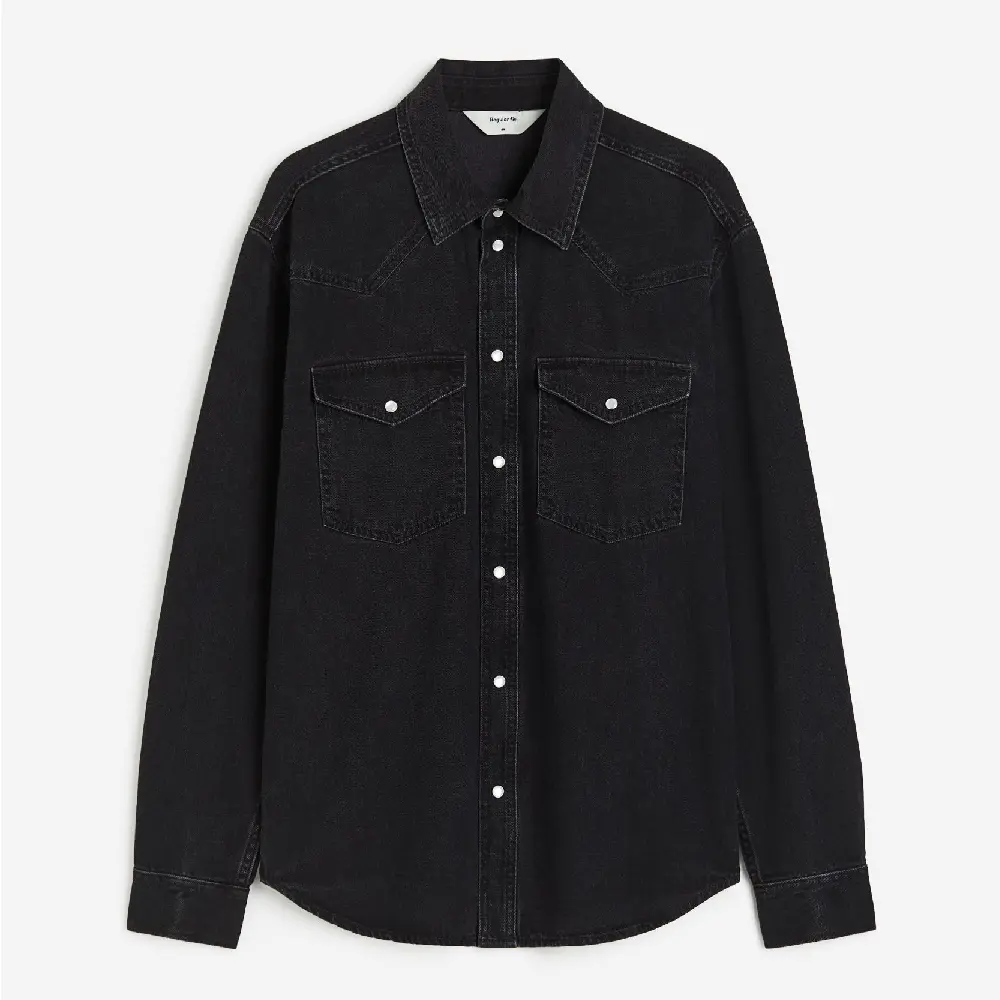 

Рубашка H&M Regular Fit Denim, черный