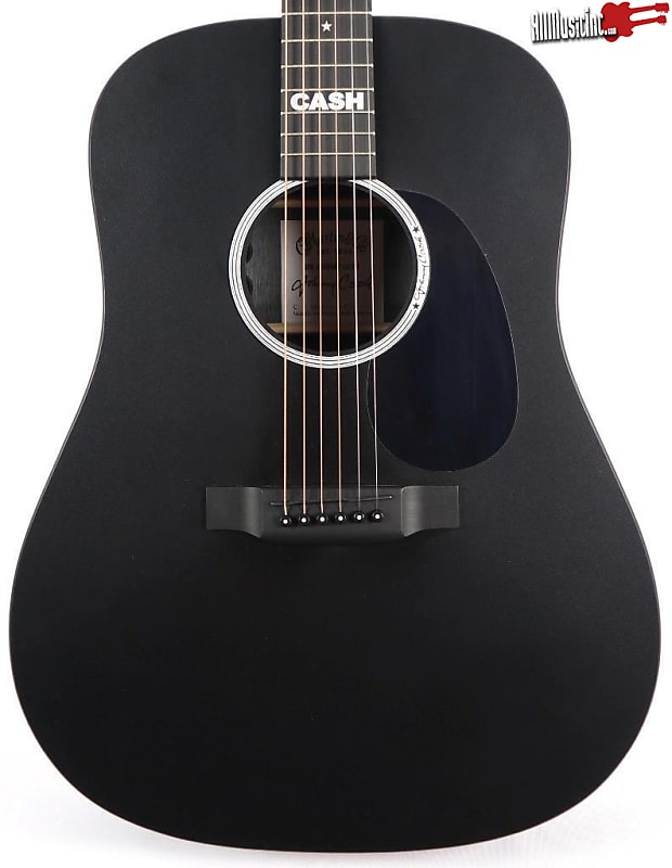 Акустическая электрогитара Martin DX Johnny Cash Satin Black с сумкой для переноски DX Johnny Cash Satin Black Acoustic Electric Guitar