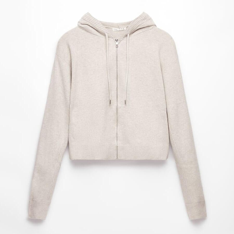 

Толстовка Oysho Knit Crop With Zip, светло-серый