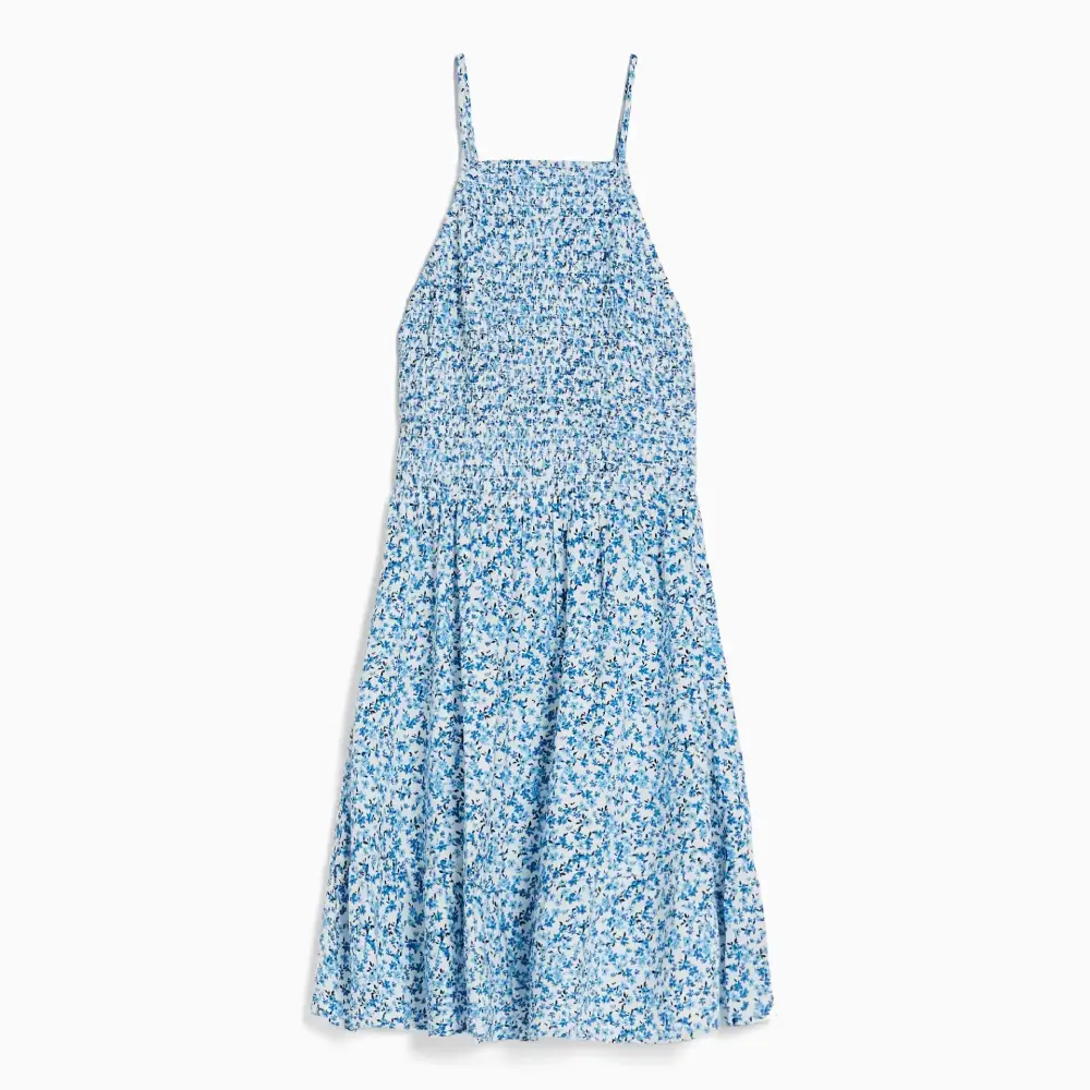 

Платье Bershka Mini Halter Neck Print, синий/белый