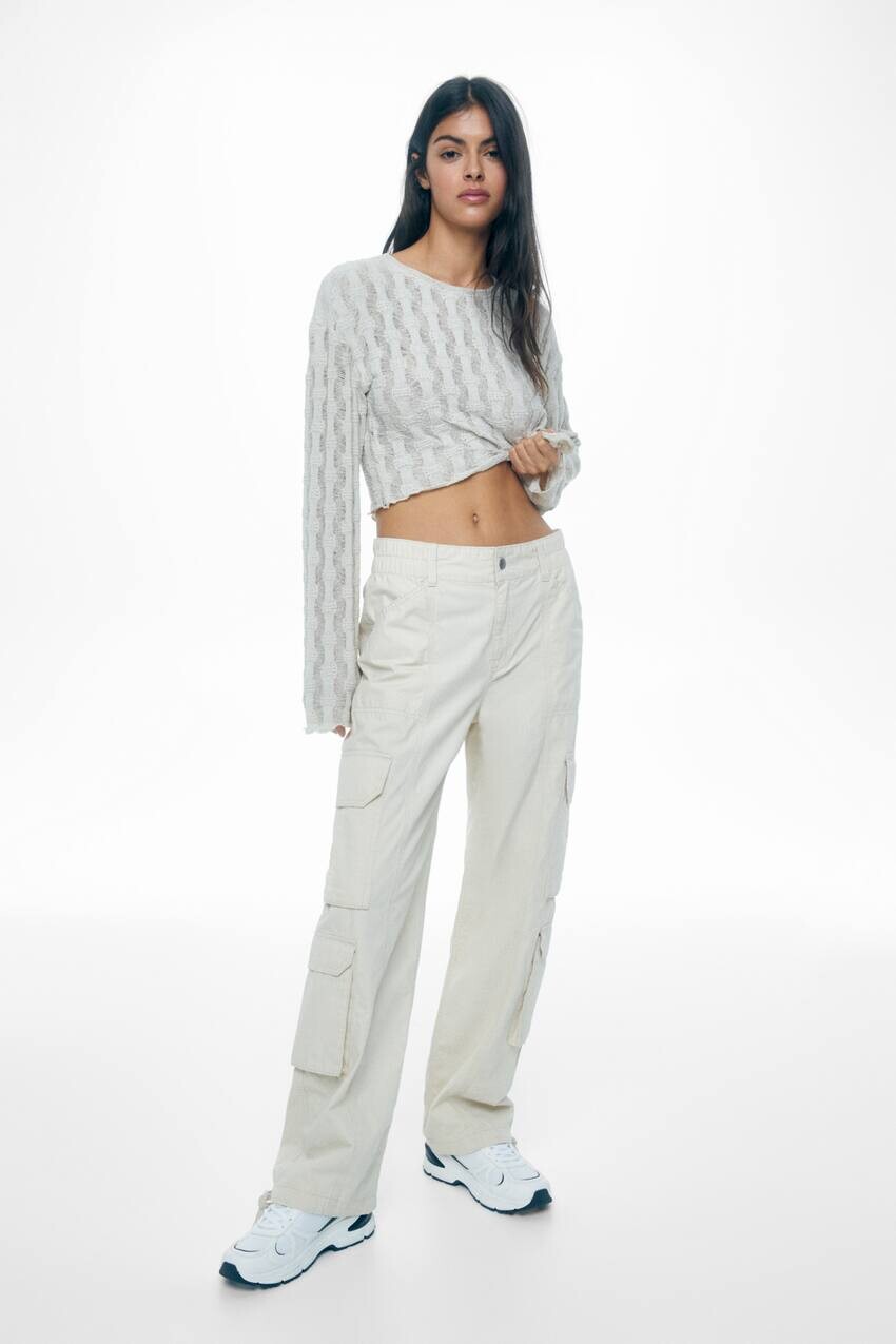 

Брюки карго с эластичным поясом Pull&Bear, песочный