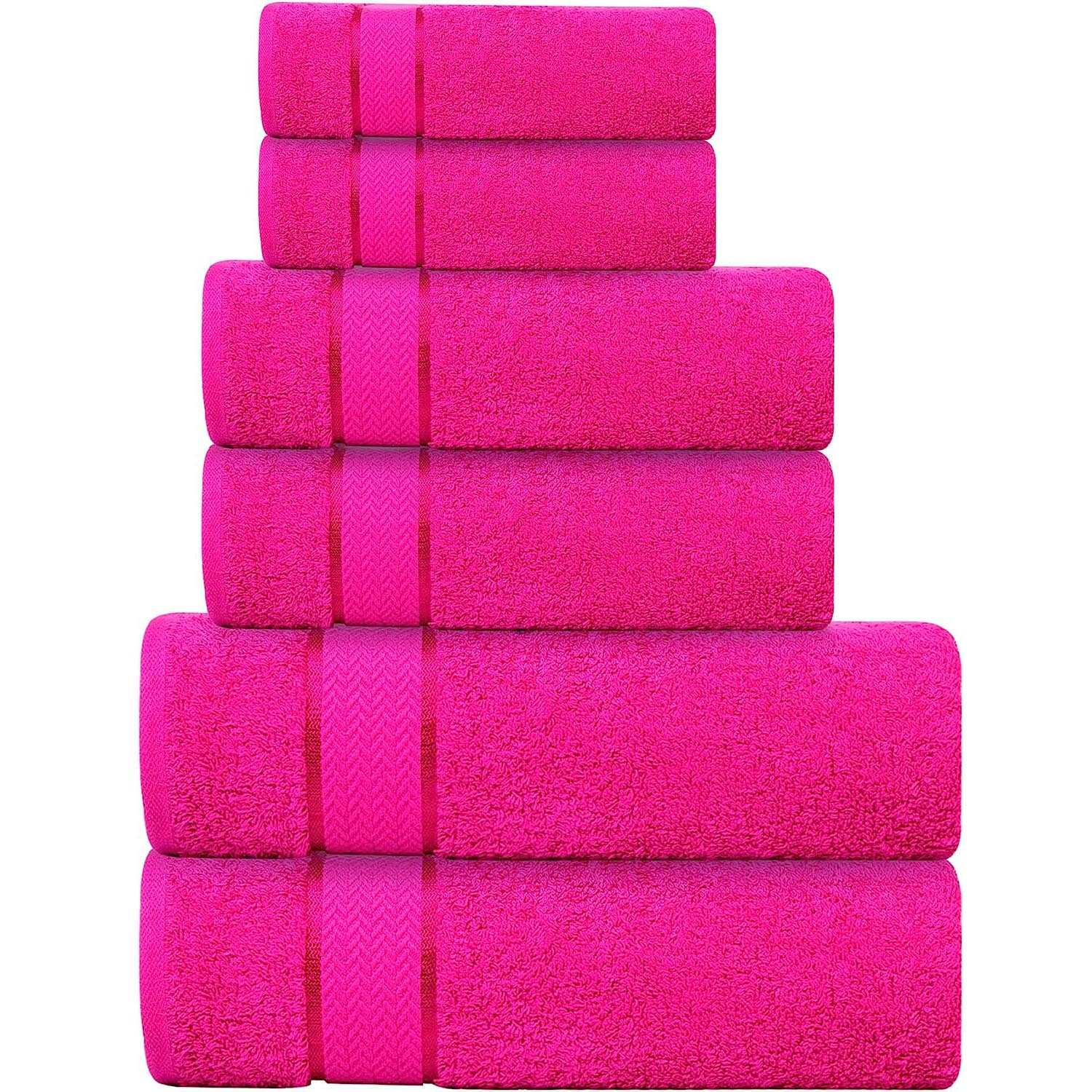 цена Набор полотенец Craftberry Luxury Cotton, 6 предметов, ярко-розовый