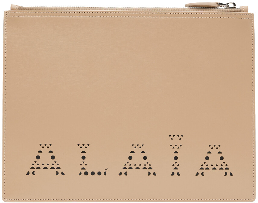 

Светло-коричневый большой клатч с логотипом ALAÏA