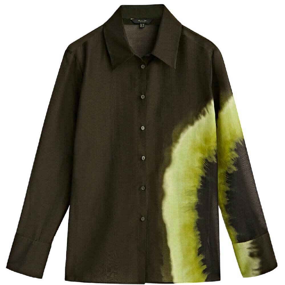 

Рубашка Massimo Dutti Cotton Silk Blend Printed, темно-зеленый