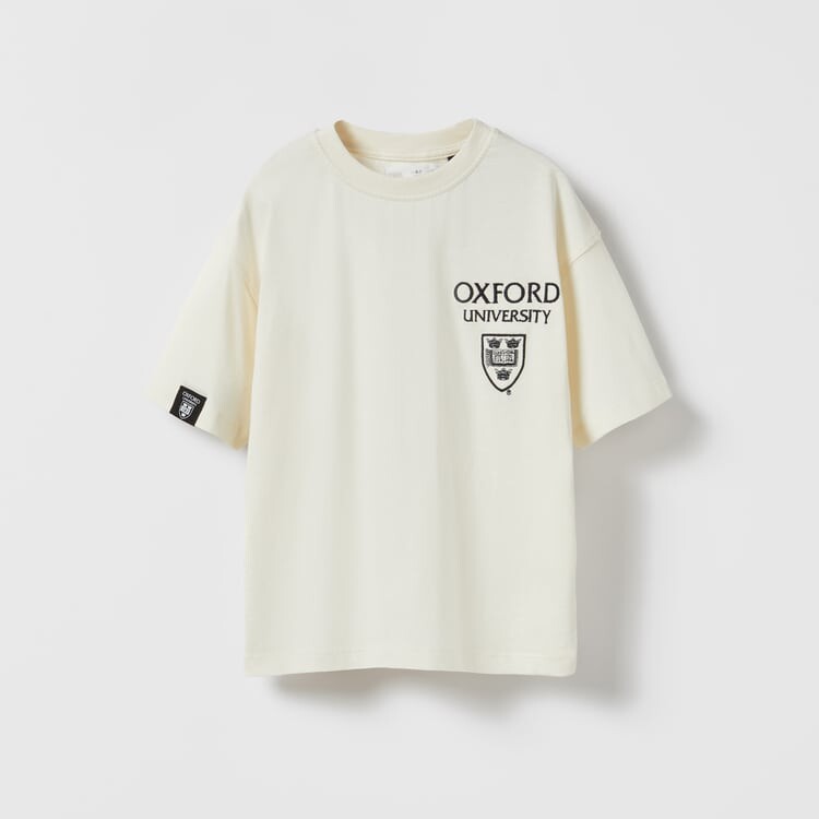 

Футболка Zara Oxford University Embroidered, бежевый