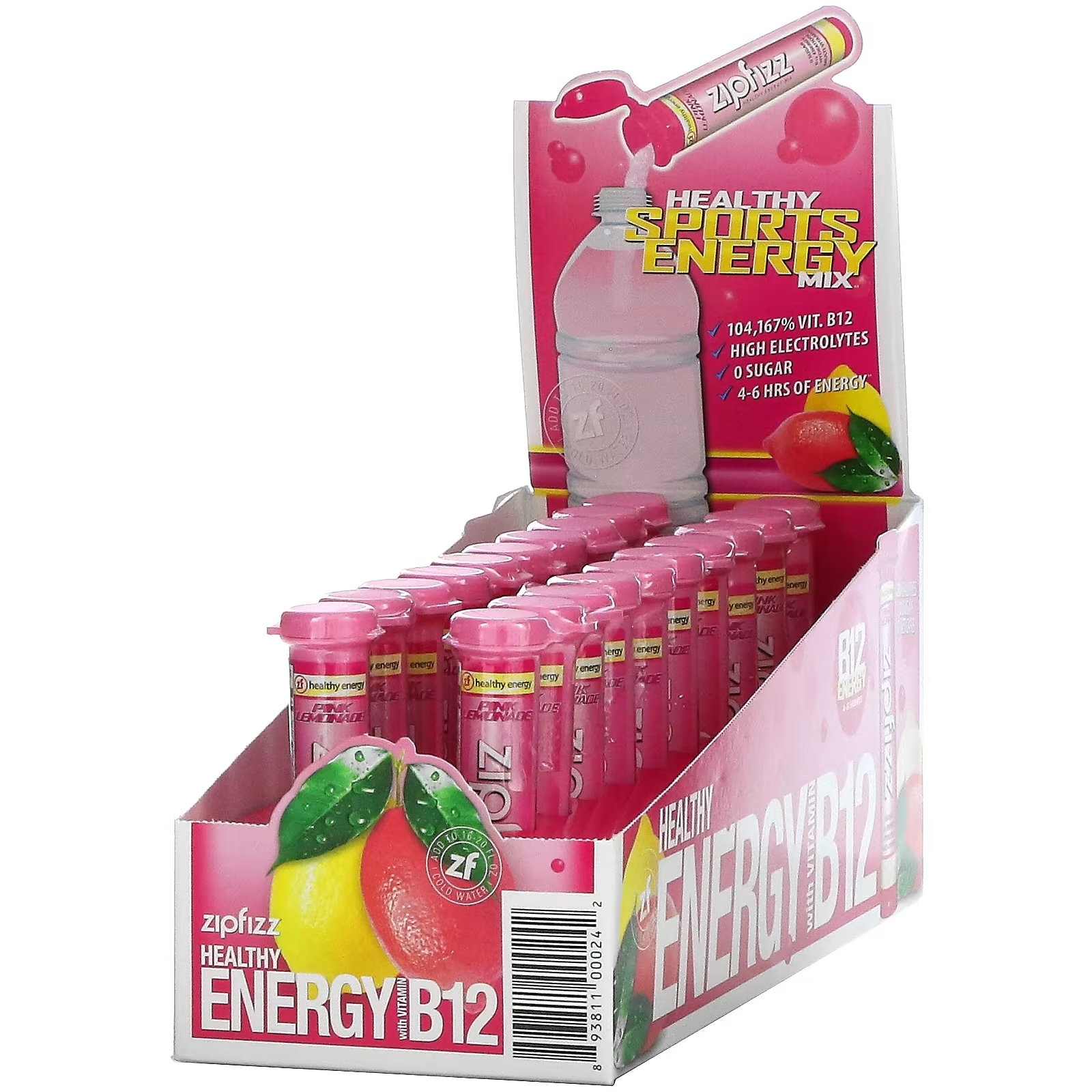 Zipfizz Энергетическая смесь для здорового спорта с витамином B12 розовый лимонад, 20 тюбиков zipfizz энергетическая смесь для здорового спорта с витамином b12 персик и манго 20 тюбиков