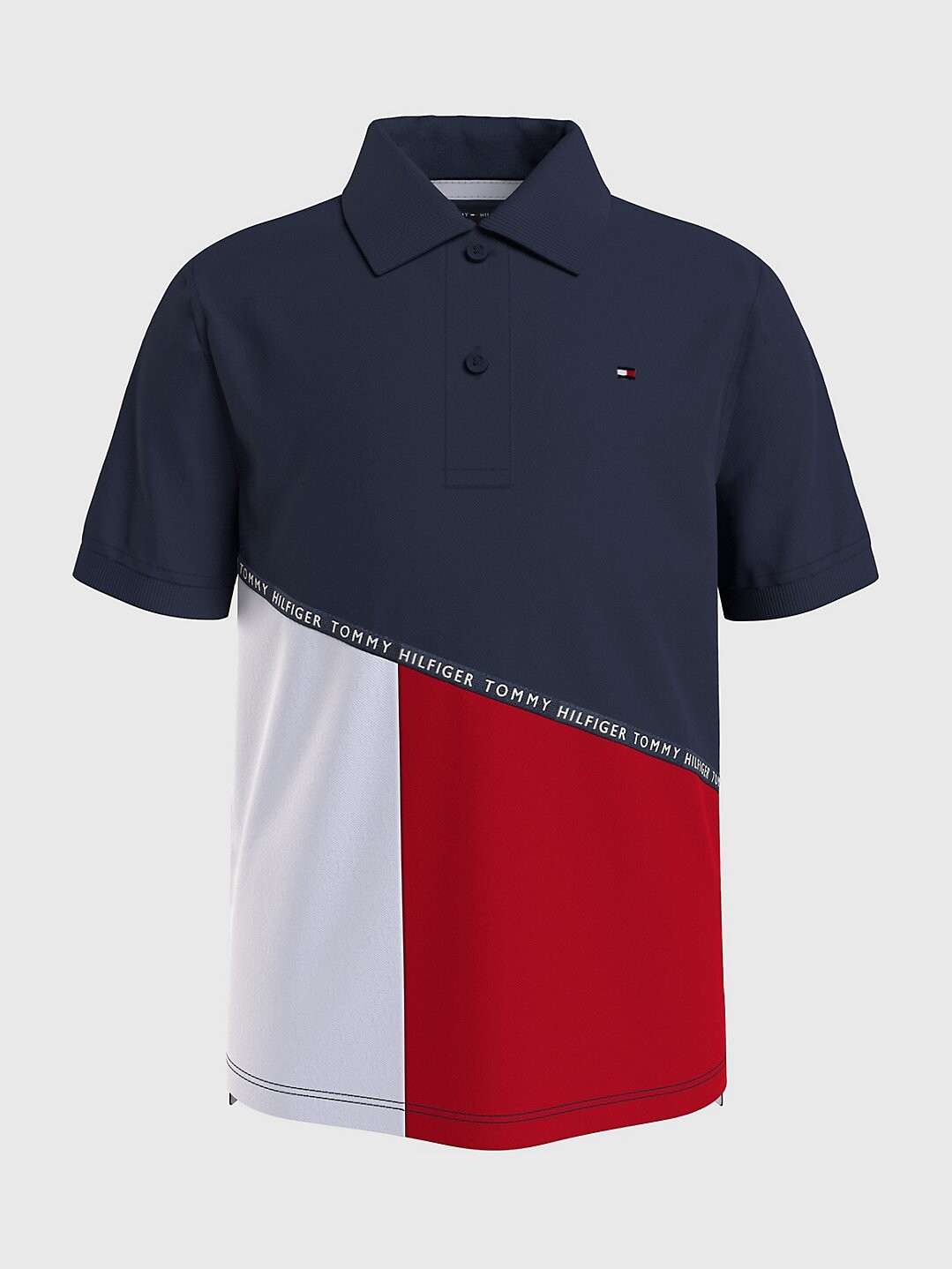 

Футболка-поло Tommy Hilfiger Kids' Colorblock, темно-синий/белый/красный