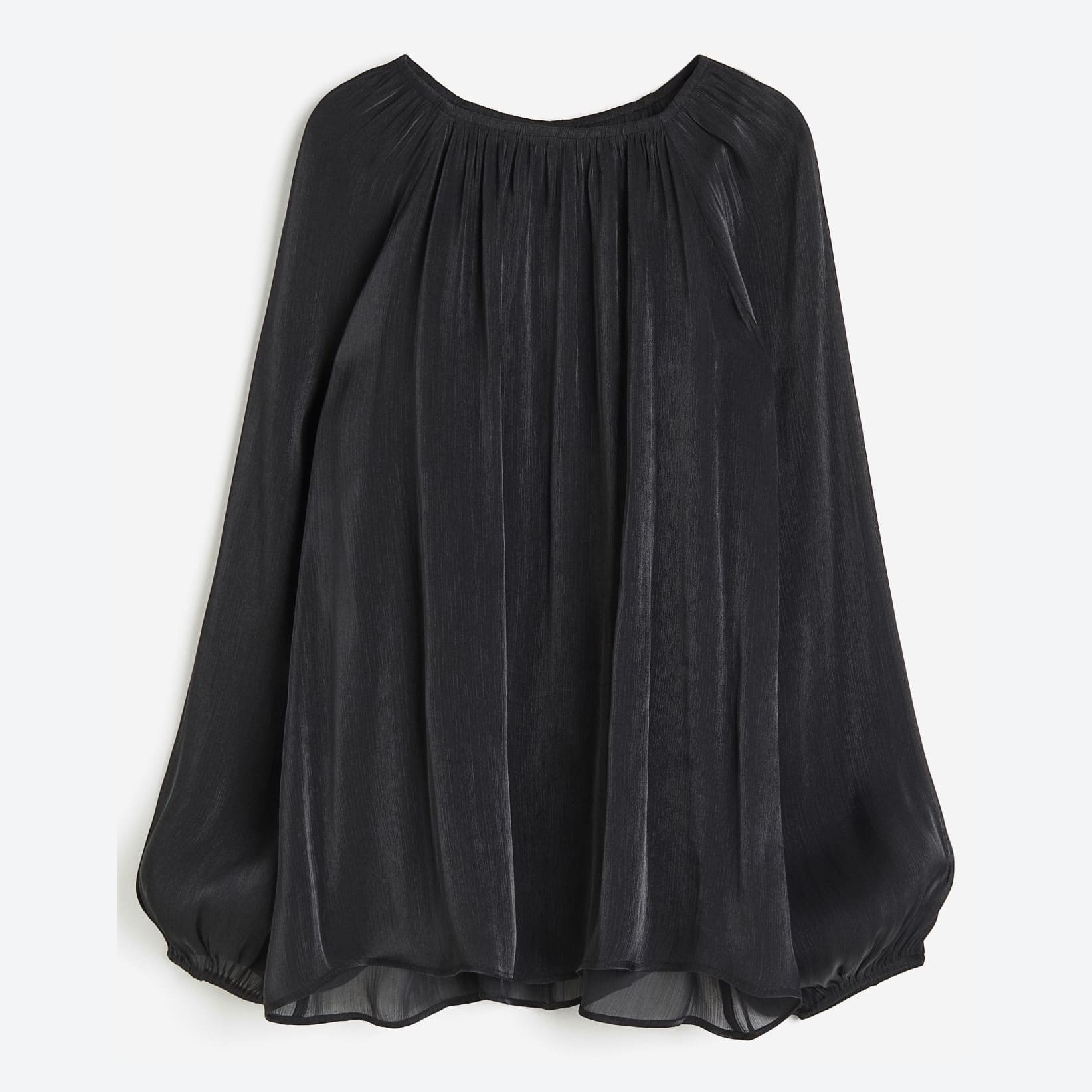 Блуза H&M Oversized Sheer, черный