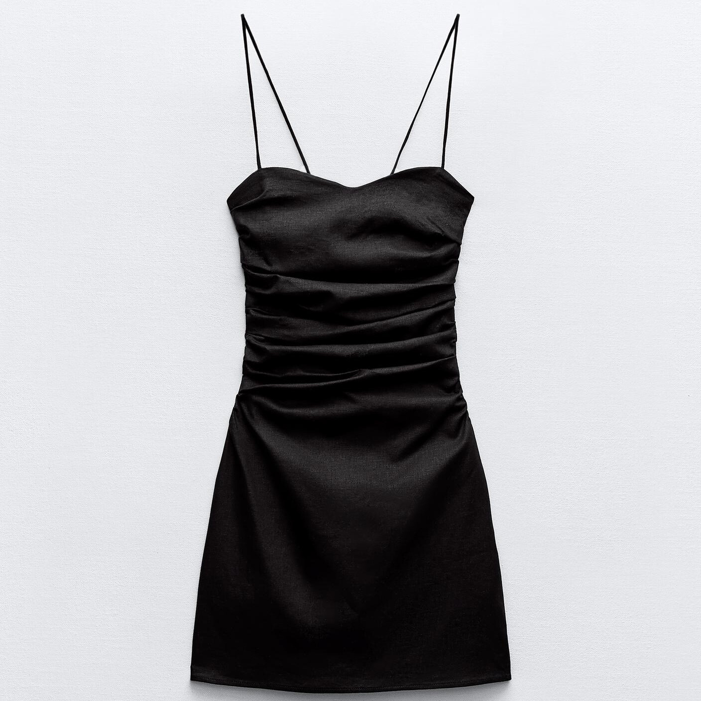 

Платье Zara Draped Linen Blend Mini, черный