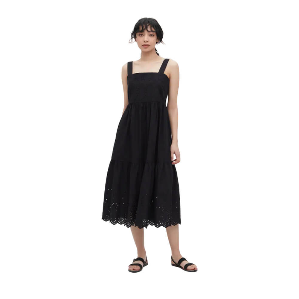 

Платье Uniqlo Eyelet Cotton Sleeveless Midi, черный