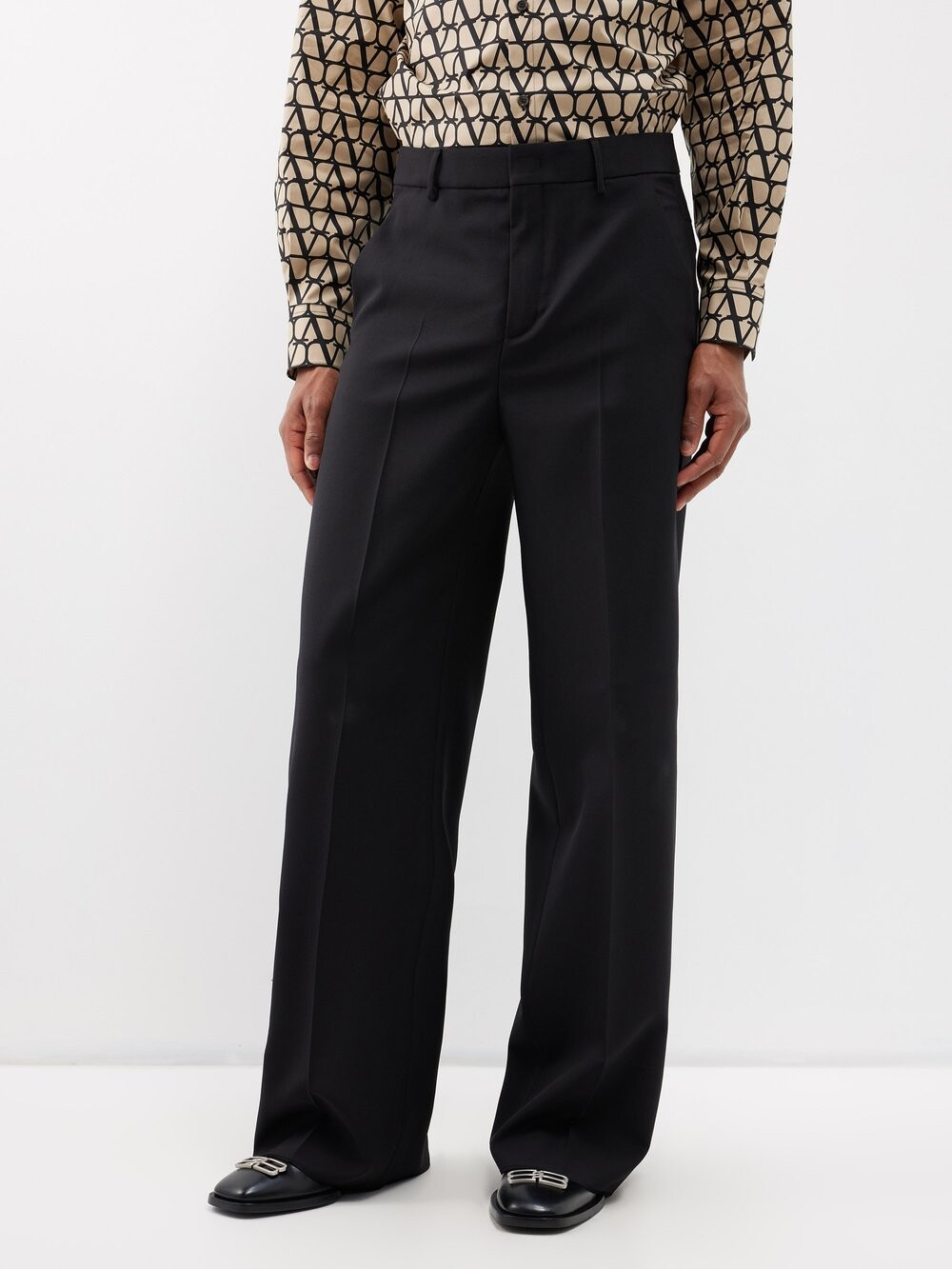 

Широкие шерстяные брюки Valentino Garavani, черный