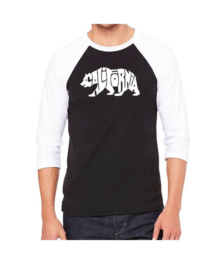 Мужская футболка реглан Word Art California Bear LA Pop Art, черный